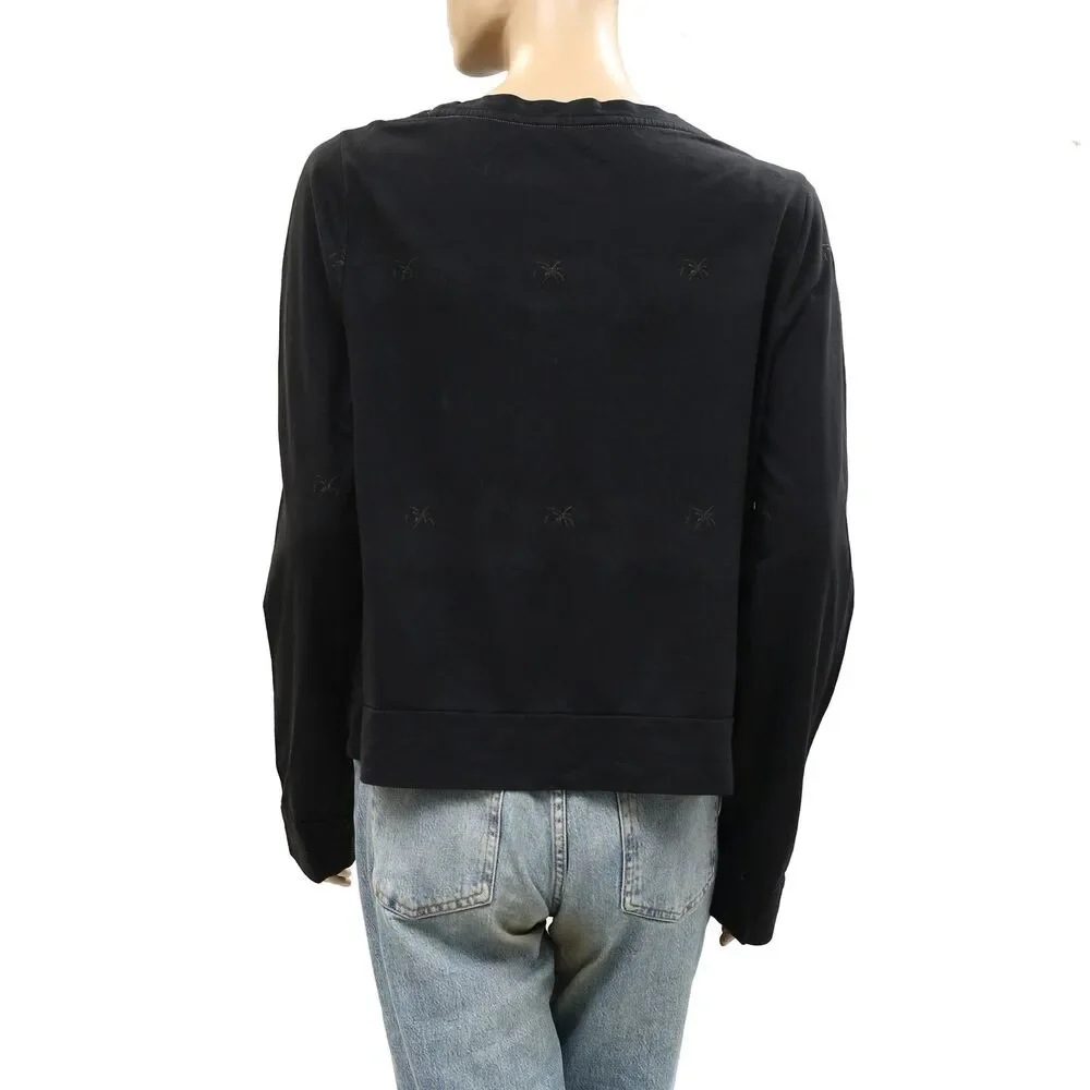 Lilly Pulitzer Long Sleeves Pullover Sweatshirt Top Cozy Cotton Black L 288150